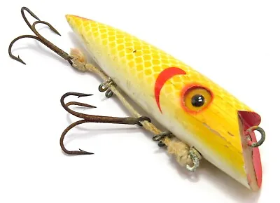 Martin Vintage Wood Salmon Plug Fishing Lure Yellow Scale Red Gills • $15.99