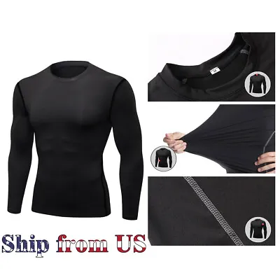 ON SALE!! Compression Thermal Base Layer Long Shirt Tops Sports Gym Tight Dry • $12.99
