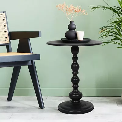 Levede Side Table Vintage End Round Tabletop Steel Base Nightstand Antique Black • $79.99