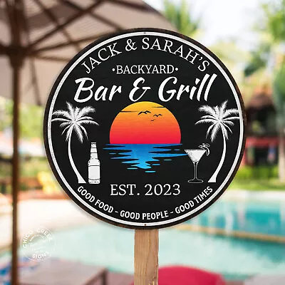 Personalized Backyard Bar & Grill Sign Tropical Decor Pool Porch 100140050007 • $25.95