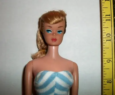 Vintage Mattel Blonde Swirl Ponytail Barbie Doll & Clone Swimsuit 1960s Tlc E6 • $249.99