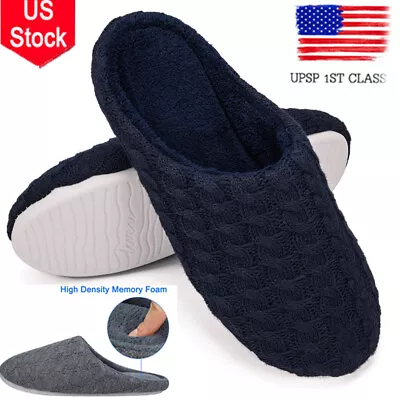 Men Indoor Warm Slippers Comfort Memory Foam Slip On Bedroom House Shoes Comfort • $8.59