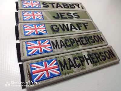 1 X Custom UK Flag Name Tape Patch Badge 5 X 1  Hook & Loop AirSoft 🇬🇧 Army  • £6.99