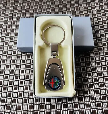 ALFA ROMEO Stainless Steel Keyring Vehicle Logo Metal Keychain With Silver Side • $10.50