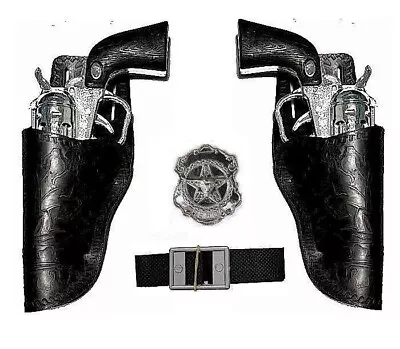 Kids Western Cowboy 7.5  Toy Guns Black Holster Set-ILLEGAL To Ship To NYNJCA • $7.85