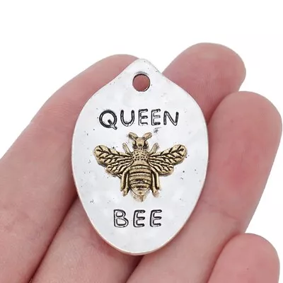 5 X Tibetan Silver Tone Large Queen Bee Charms Pendants For Jewellery Making • $5.68