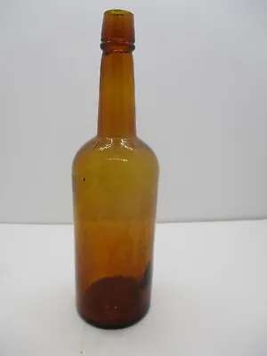 $11.69 • Buy Unmarked 3 Piece Mold Amber Glass Bottle 11.25  Tall