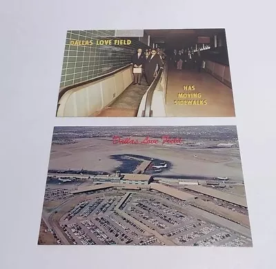 Dallas Love Field Airport Postcards Moving Sidewalks Birds Eye View Set Of 2 Vtg • $10.99