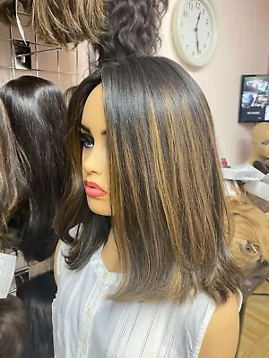 $1145 • Buy Malky Wig Sheitel European Multidirectional Human Hair Brown Highlights L Cap