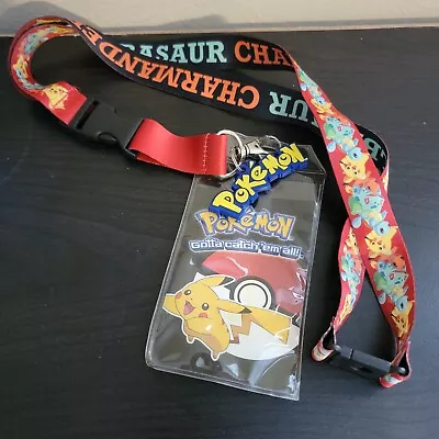 Pokemon Charmander Bulbasaur Squirtle Lanyard W/ Rubber Charm Break Away Clip • $9.99