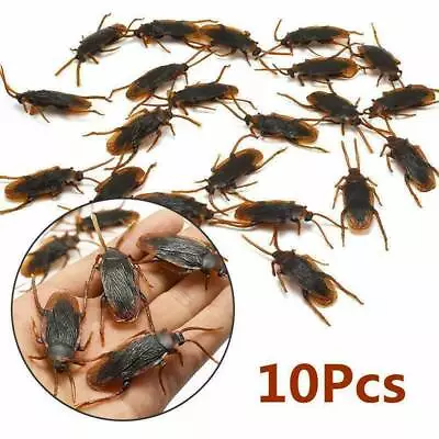 10x Prank Cockroaches Realistic Cock Roach Plastic Fake Creepy Bugs Gag Toy Joke • £3.30