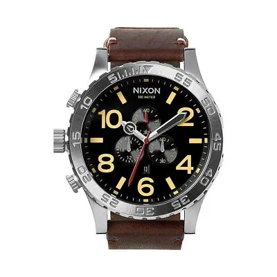 Nixon 51-30 CHRONO BLACK DIAL BROWN LEATHER MEN'S WATCH A124-019 • $250