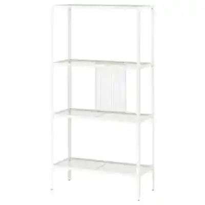 IKEA 4 Tier Stainless Steel Shelving Unit Home Living Room Metal White 116cm • £32.89