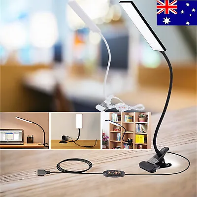 Dimmable Clip On LED Desk Lamp Eye Care USB Power Light Adjustable Clamp AU • $18.99