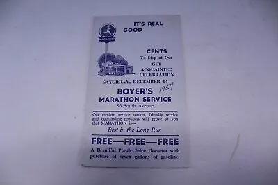1957 Marathon Service Station Get Acquainted Celebration Invitation Advertising  • $16.99