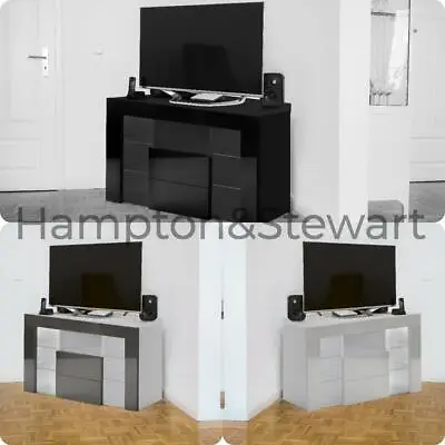 £89.99 • Buy Modern White High Gloss & Matt Finish Corner TV Unit Stand RGB LED Lights 
