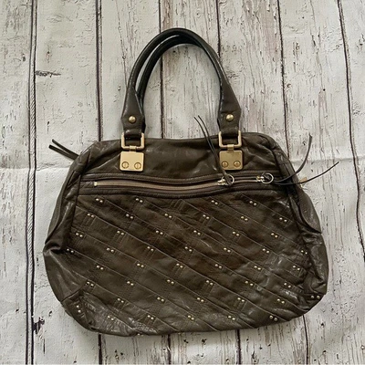 $45 • Buy Treesje Revealed Studded Leather Olive Green Shoulder Bag