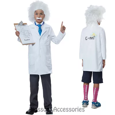 CK879 Albert Einstein Boys Physicist Mad Scientist Halloween Costume Coat Wig • $32.35