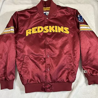 NFL Washington Redskins VTG Satin Bomber Jacket Medium ￼ Embroidered Spell￼ Out • $99.99