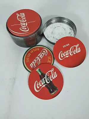 Plain Round Vintage Tin Filled With Cardstock Coca Cola Coasters • $12