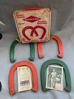 Vintage DIAMOND Double Ringer HORSESHOE Set With Box & Paperwork 2 1/2 Lbs. • $34