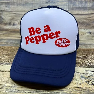 Dr. Pepper Mens Trucker Hat Navy Snapback Vintage Slogan Advertising Soda Pop • $19.99