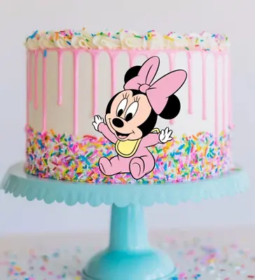 1 X BABY MINNIE MOUSE Edible Cake Topper Wafer Paper 1st Birthday Party Shower • $5