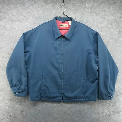 VTG Big Mac Jacket Mens XL Blue Full Zip Mechanic Work Faded Quilted Twill • $59.99