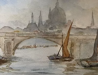 Herbert Menzies Marshall – Shipping Southwark Bridge London - Watercolour • £300