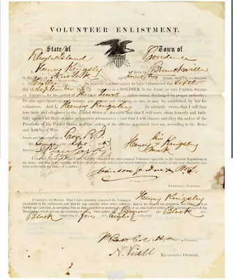 Original Civil War Enlistment 1863 Black Soldier • $1500