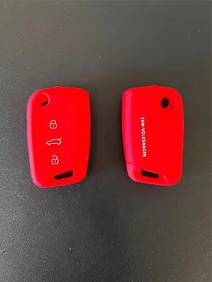 Volkswagen Key Fob Case Cover 3 Button Mk7 Red Silicone Key Holder Vw Gti Golf • $5.95