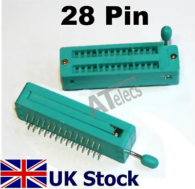 28 Pin ZIF IC Socket  DIP 2.54mm  For DIY Test Arduino Prototyping - UK Stock • £3.88