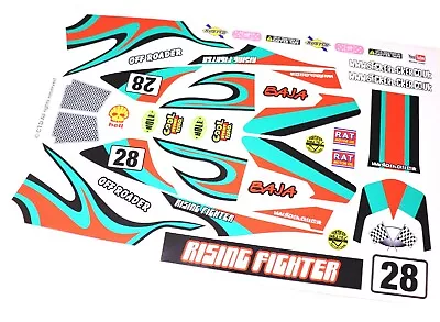 Retro Race Car Livery Red & Teal Vinyl Stickers Fits Tamiya Rising Fighter Buggy • £9.95