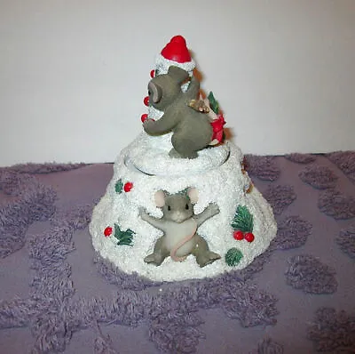 Fitz And Floyd SNOW ANGELS Holiday MUSIC BOX Charming Tails ROTATES Mouse VIDEO • $26.77