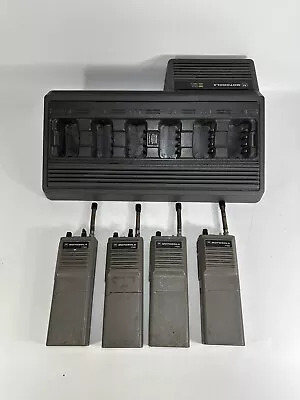 Lot Of 4 Motorola HT600 2-Way Radio With NTN4668A 6-Bay Battery Charger ~ READ • $169.89