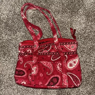 Vera Bradley Nantucket Red  Quilted Bag Zip TopShoulder Bag/Tote Retired Cotton • $25