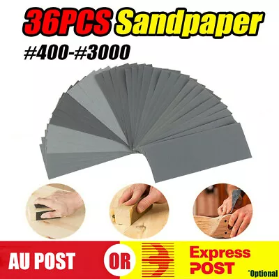 36PCS Sandpaper Mixed Wet And Dry Waterproof 400-3000 Grit Sheets Assorted Wood • $8.39