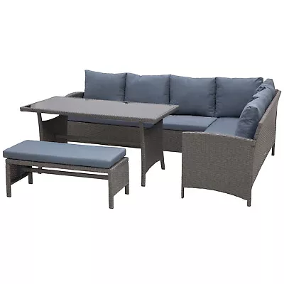 4 Piece Outdoor Patio Furniture Set Sectional Conversation Dining Table Bench • $707.19