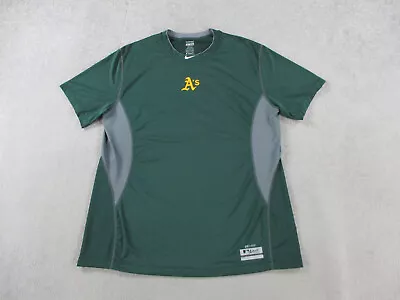 Oakland Athletics Shirt Mens 2XL XXL Green Nike Pro Center Swoosh Drifit Fitted • $24.99