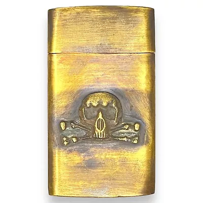 Pirate Map Case Raised Skull And Crossbones Tag Solid Brass W/ Antique Finish • $36.99