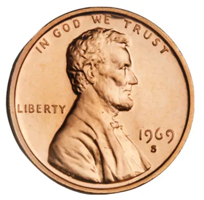 1969-S Lincoln Memorial Cent Choice Red BU Penny US Coin Free S&H W/Tracking • $3.99