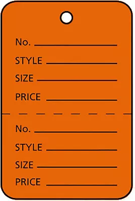 Tags Price Retail Perforated Two Part 1000 Sale 1 ¼ X 1 ⅞” Orange Unstrung Tag • $24.95