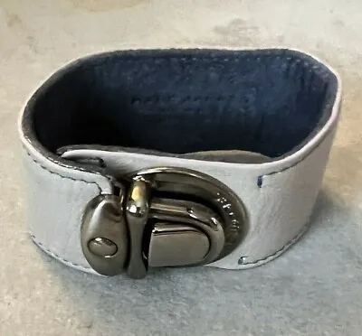 Marc Jacobs Vintage Leather Cuff Buckle Bracelet Beige/Gray Suede Inside • $29.99