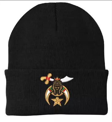 Shriner's Masonic Winter Hat BLACK Or GREEN Beanie Cap Shriners Freemasons • $16.99