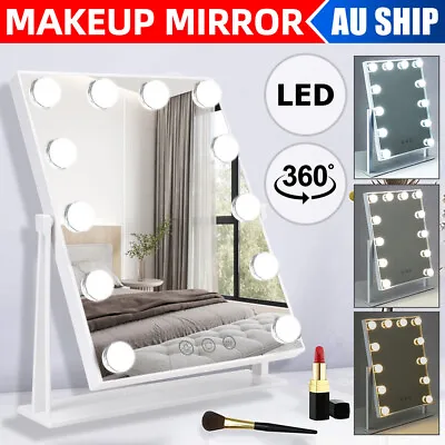 Hollywood Makeup Mirror With 12 Bulb LED Lighted Vanity Mirrors Wall 30 X 43CM • $49.95