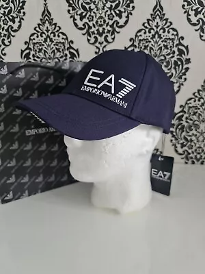 Emporio Armani EA7 Genuine Mens Training Core Logo Gloss Cap BNWT Blue • £29.99