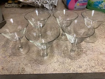 Set 6 Vintage Clear Glass Cocktail Sherbet Dessert Stemware Stemmed Glasses 4  • $12.50