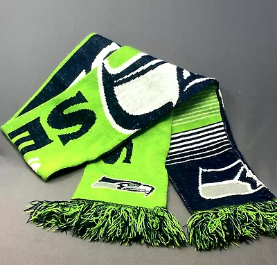 $18.99 • Buy Seattle Seahawks Knit Scarf One Sz Green Blue BIG LOGO Spellout Winter NFL Hawks