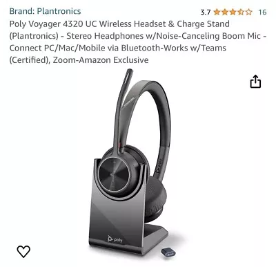 Poly Voyager 4320 UC Wireless Headset & Charge Stand (Plantronics) • $79.96