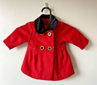 Girls Designer George Age 0 To 3 Months Red Black Winter Coat  • £2